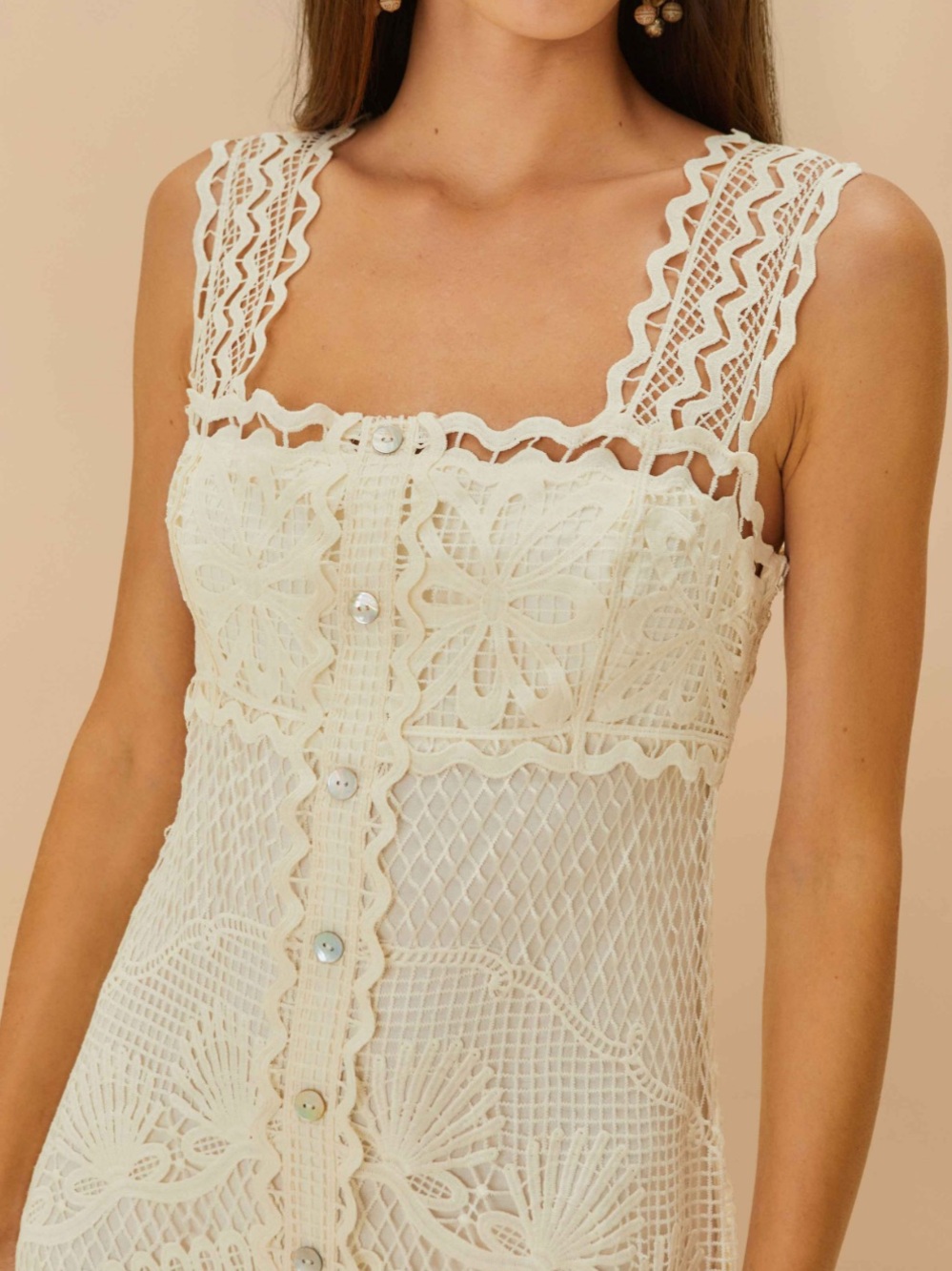 Farm Rio Off-White Nautical Guipure Maxi Dress - Picture 2 of 9
